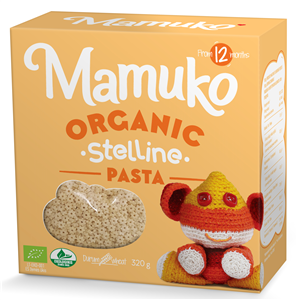 Paste in forma de stelute, pentru copii, din grau dur bio 320g Mamuko                               -                                  105559