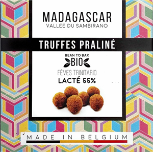 Trufe de ciocolata belgiana cu praline, artizanale, Madagascar, eco 75g, Millesime                  -                                  103714
