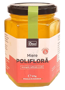 Miere poliflora bio, cruda, nefiltrata, 375g Obio                                                   -                                  104021