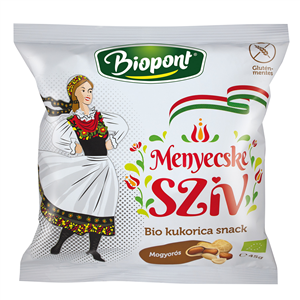 Snack din porumb cu arahide, fara gluten, bio 45g Biopont                                           -                                  105566