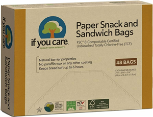 Pungi de hartie nealbita pentru sandwich si snacks, fara clor, compostabile, 48 buc, If You Care    -                                  106833