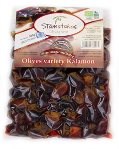 Masline Kalamata vidate marinate in otet bio 500g Stamatakos                                        -                                  101261