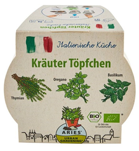Ghiveci biodegradabil cu seminte pentru semanat - mix ierburi italiene bio 3 bucati Aries           -                                  108490