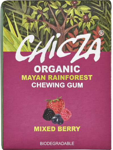 <h2>Guma de mestecat cu fructe bio 30g Chicza</h2><p>-o cutie contine 12 lamele de guma bio-</p><p>CHICZA este prima guma de mestecat <strong>organica</strong>, <strong>100% naturala si biodegradabila</strong> din lume, fabricata din chicle.<br /><br />Chicle este materia prima originala pentru guma de mestecat, un latex natural din arborele Chicozapote, care este obtinut in conditii echitabile de catre cooperativele de producatori din padurile tropicale mexicane din peninsula Yucatan.<br /><br /><strong>CHICZA - de ce este diferita de alte gume de mestecat?</strong><br /><br />-100% naturala cu materii prime din agricultura 100% ecologica si colectare salbatica;<br />-Biodegradabila: protejeaza mediul! Nu se lipeste si nu polueaza;<br />-Comercializat in mod direct si echitabil: peste 2.000 de mici cultivatori de Chicle, organizati in 52 de cooperative, si-au creat propriul produs impreuna cu CHICZA, care plateste in mod echitabil munca grea si asigura traiul familiilor acestora;<br />-Protejeaza ultima padure tropicala din Mexic: Chicle-ul poate fi obtinut numai dintr-o padure tropicala intacta. In plus, Consorcio Chiclero impadureste cel putin 1.000 - 1.500 de hectare de padure tropicala in fiecare an;<br />-Potrivita pentru o dieta vegetariana si vegana, fara lactoza si fara gluten;<br />-Sanatoasa, pur vegetala, fara ingrediente chimice sau ingrediente rafinate!<br />-Indulcita natural <br />-100% organica si biodegradabila;<br />-100% gustoasa si naturala;<br />-100% buna pentru oameni si pentru padurea tropicala<br />-0% produse petrochimice<br />-0% aspartam si sorbitol</p><p><strong>Ingrediente:</strong> sirop de zahar din trestie*, guma de chicle*, glucoza*, sirop de agave*, aroma de fructe*.<br />*din agricultura ecologica</p><p><strong>Valori nutritionale/100g:</strong><br />Energie: 1063 kj / 254 kcal<br />Grasimi: 0g din care saturate 0g<br />Carbohidrati: 62.28g din care zaharuri 62.28g<br />Proteine: 6.23g<br />Saruri: 0g</p><p>Fabricata in Mexic<br />30g (12 lamele)</p>