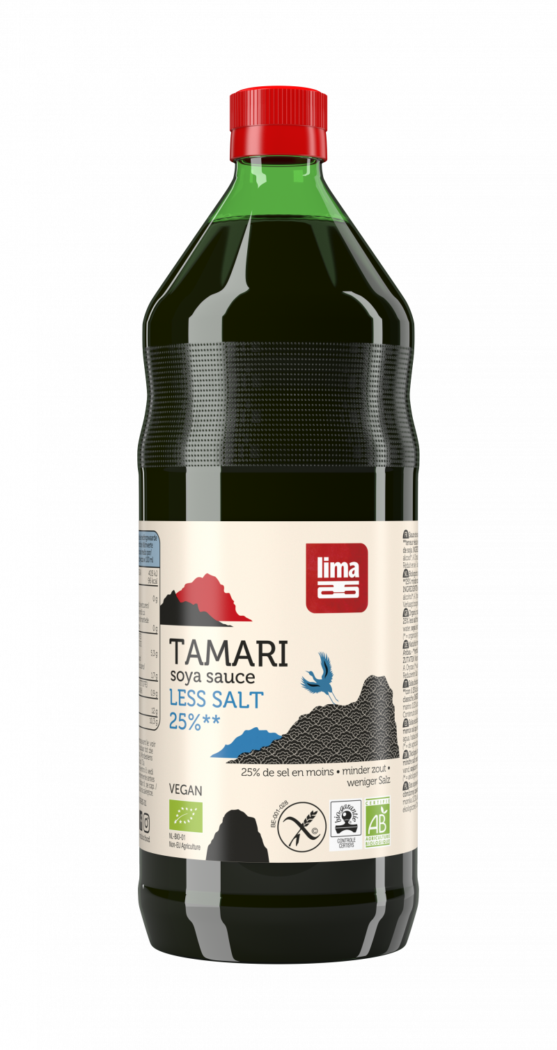              <h1>Sos de soia Tamari cu continut redus de sare bio 250ml</h1> <p>Tamari este un sos traditional japonez din soia. Se foloseste pentru condimentarea mancarurilor sau la gatit. Contine cu pana la 25% mai putina sare decat sosurile clasice Tamari.</p> <p><strong>Ingrediente: </strong><span id=result_box lang=ro><span><span id=result_box lang=ro><span>apa</span><span>,</span> b<span>oabe de soia</span><span>,</span> <span>sare de mare</span> <span>10,3%</span><span>,</span> <span>alcool</span><span>*</span><span>,</span> <span>A.</span> <span>Oryzae</span><span>.</span></span></span></span><br />*din agricultura ecologica</p> <p>Produs certificat ecologic</p> <p>Ambalaj din sticla</p> <p>250ml</p>         