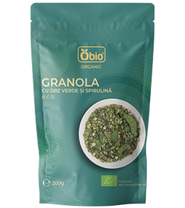 Granola cu orz verde si spirulina bio 200g Obio                                                     -                                  103767