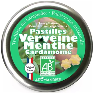 Bomboane artizanale cu verbina, menta si cardamom bio, 45g, Aromandise                              -                                  106595