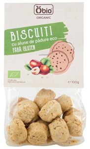 Biscuiti cu alune de padure fara gluten bio 100g Obio                                               -                                  105051