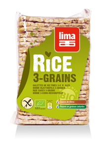Rondele de orez expandat cu 3 cereale eco 130g  Lima                                                -                                    1128