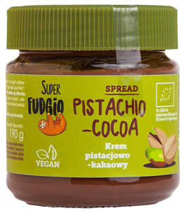 Crema tartinabila de ciocolata cu fistic si cacao, bio, 190g, Super Fudgio                          -                    105193              