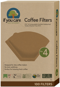 Filtre de cafea marimea 4, nealbite, fara clor, compostabile, 100buc, If You Care                   -                                  106844