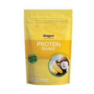 Shake proteic banane si cocos bio 450g Dragon Superfoods - 52% proteine                             -                                  104388