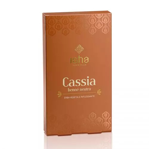 <h2>Cassia henna neutra, 100g, Isha</h2><p>Pudra fina de Cassia ISHA&reg; provine din sudul Indiei, renumita pentru calitatea superioara a ierburilor sale. Este un tratament foarte sanatos pentru par.<br />Exista multe specii de Cassia in natura, unele folosite ca remedii in medicina populara.<br />Cassia pentru par este pulberea plantei numite Cassia/Senna Obovata sau Senna Italica iar pulberea acesteia este galbena/verde.</p><p><strong>Cassia: un remediu pentru restructurarea si regenerarea parului</strong></p><p>Se mai numeste si henna neutra : daca este oxidata cu un acid precum otetul sau zeama de lamaie este capabila sa elibereze reflexii aurii pe parul deschis, in timp ce pe cele inchise efectul este foarte minim. Nu lumineaza parul, il reflecta.</p><p>Aceasta pudra ofera&nbsp; vitalitate si putere parului stresat, lipsit de viata. Fata de henna clasica (lawsonia) care se vopseste in rosu, se numeste henna neutra deoarece, spre deosebire de lawsonia, nu are putere de vopsire. Ambele plante au proprietati vindecatoare care fac din Cassia un inlocuitor excelent: restructureaza parul, il intareste, il lustruieste si il descurca. De asemenea, previne matreata si iritatiile si este recomandat pentru parul gras si scalp.</p><p><strong>Ingrediente:</strong> Cassia Obovata Leaf Powder.</p><p><strong>Testat dermatologic pentru pielea sensibila. Testat hipoalergen pentru nichel.</strong></p><p><strong>Mod de utilizare: </strong>in functie de lungimea parului, turnati intr-un vas de ceramica sau sticla pudra de cassia. Amestecand cu o lingura de lemn, se toarna in vas apa calda la aproximativ 50 de grade, pana se obtine o pasta omogena. Cu ajutorul unei pensule, aplicati pasta obtinuta pe parul curat si umed, in suvite, de la radacina spre varfuri. Adunati parul apoi intr-un prosop sau o boneta/capelina si lasati sa actioneze 2-3 ore. Clatiti apoi parul doar cu apa calduta.</p><p>Precautii: produsul este pentru uz extern, in caz de contact cu ochii, clatiti din abundenta cu apa.</p><p>Fabricat in Italia.&nbsp;</p>