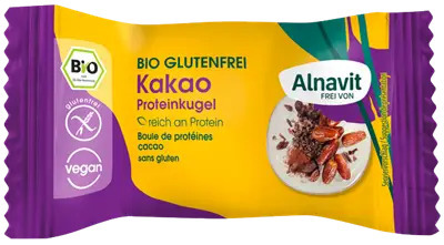 <h2><span style="font-size: 18.6667px;">Biluta proteica cu cacao fara gluten, bio, 24g Alnavit</span></h2><p>Gama de produse bio Alnavit din Germania este 100% fara gluten si fara lactoza, calitatea germana regasindu-se in toate produsele Alnavit.&nbsp;</p><p>Un aport rapid de proteine, usor de luat oriunde. Biluta contine 20% proteine.</p><p><strong>Ingrediente:</strong>&nbsp;curmale* 45%, proteina din mazare* 18%, concentrat de suc de mere* 15%, pudra de cacao degresata* 9%, bucati de boabe de cacao prajite* 7%, unt de cacao* 4%, ulei de floarea soarelui*.<br />*din agricultura ecologica</p><p><strong>Poate contine urme de nuci.</strong></p><p><strong>Valori nutritionale/100ml:</strong><br />Energie 1593kJ / 379kcal <br />Grasimi 12g&nbsp; din care saturate 5g<br />Carbohidrati 43g din care zaharuri 40g <br />Fibre 9.7g <br />Proteine 20g <br />Saruri 0.44g</p><p>Agricultura UE si non-UE</p><p>24g</p>