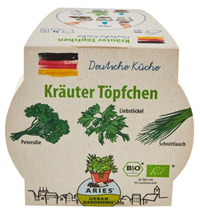 Ghiveci biodegradabil cu seminte pentru semanat - mix ierburi germane bio 3 bucati Aries            -                                  108491