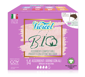 Absorbante de zi din bumbac bio, hipoalergenic, compostabil (14 buc) - VIVICOT BIO                  -                                  103855