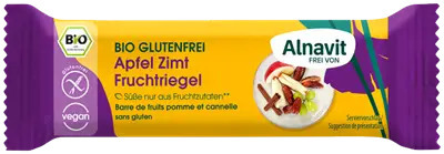 <h2><span style="font-size: 18.6667px;">Baton cu mere si scortisoara fara gluten, bio, 40g Alnavit</span></h2><p>Gama de produse bio Alnavit din Germania este 100% fara gluten si fara lactoza, calitatea germana regasindu-se in toate produsele Alnavit.&nbsp;</p><p><strong>Ingrediente:</strong> curmale* 27%, mere* 24%, MIGDALE*, stafide* 20% (stafide*, ulei de floarea soarelui*), faina de orez*, concentrat de suc de mere* 2%, scortisoara* 0,3%<br />*din agricultura ecologica</p><p><strong>Poate contine urme de alte nuci in afara de migdale.</strong></p><p><strong>Valori nutritionale/100gr:</strong><br />Energie 1560kJ / 372kcal <br />Grasimi 13g&nbsp; din care saturate 1.2g<br />Carbohidrati 53g din care zaharuri 48g <br />Fibre 8.8g <br />Proteine 6.3g <br />Saruri 0.05g</p><p>Agricultura UE si non-UE</p><p>40g</p>