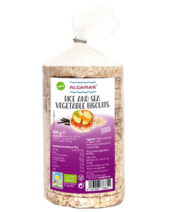 Rondele de orez brun cu alge marine fara sare bio 100g Algamar                                      -                    105248              