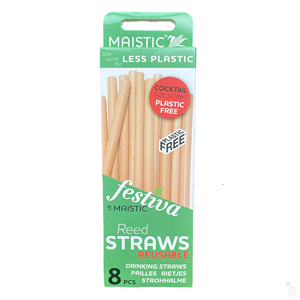 Pai din stuf pentru baut, 14cm, plastic free, set 8 buc, Maistic                                    -                                  104138