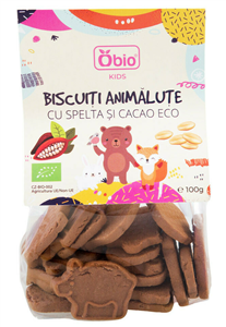 Biscuiti animalute cu spelta si cacao bio 100g Obio                                                 -                                  105059