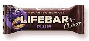 <h3>Lifebar baton cu prune in ciocolata raw bio 40g</h3><p>Un baton delicios Really Raw invelit in ciocolata. Veti adora aceasta combinatie geniala de prune cu scortisoara si nuci, frumos acoperite cu cea mai buna ciocolata vreodata.</p><p>Ne-am acoperit Lifebar-ul cu ciocolata noastra cruda organica bogata &icirc;n antioxidanti, indulcita doar cu curmale. Rezultatul este un baton delicios, vegan, fara gluten si fara zahar care va face mintea si corpul sa se simta grozav.&nbsp;&nbsp;&nbsp;</p><p>Toate ingredientele sunt bio si procesate la temperaturi de pana la 42 de grade.</p><p><strong>Ingrediente:</strong> fructe* 54% (prune* 29%, curmale*), NUCI* 32% (MIGDALE*, NUCI*), invelis de ciocolata* 13% (pasta de cacao* 85%, grasime de cacao* 15%), scortisoara*.<br />*din agricultura ecologica</p><p>&nbsp;</p><p><strong>Valori nutritionale/100g:</strong><br />Energie 1467kj/352kcal, <br />Fibre 8.5g, <br />Grasimi 25g din care saturate 5g,<br /> Proteine 8g, <br />Carbohidrati 24g din care zaharuri 20g, <br />Sare &lt;0.01g.</p><p><strong>Alergeni:</strong>&nbsp;vezi ingredientele cu majuscule.</p><p>Un produs 100%:<br />-vegan<br />-fara gluten<br />-fara zahar<br />-certificat bio<br />-raw<br />-fara lactoza</p><p>Fabricat in Cehia</p><p>Agricultura UE/Non-UE</p>