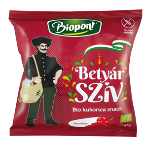 Snack din porumb cu boia, fara gluten, bio 45g Biopont                                              -                                  105565
