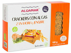 Crackers cu morcovi, ghimbir si alge marine bio 160g Algamar                                        -                                  104603