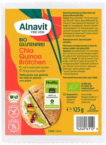 Chifle cu chia si quinoa fara gluten, precoapte, bio, 125g, 2 buc., Alnavit                         -                                  104959