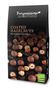 Alune de padure invelite in ciocolata cu praline bio ,  60g Benjamissimo-                                  106997