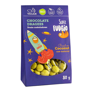 Drajeuri de ciocolata cu cocos, bio, 80g, Super Fudgio                                              -                                  106822