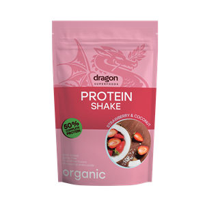 Shake proteic capsuni si cocos bio 450g Dragon Superfoods - 50% proteine                            -                                  104386