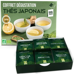 Cutie pentru degustare 6 tipuri de ceai japonez bio, 36 plicuri, Aromandise                         -                                  106558