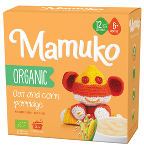 Porridge din 2 cereale ovaz si porumb bio, 6+ luni, 200g Mamuko                                     -                                  105546